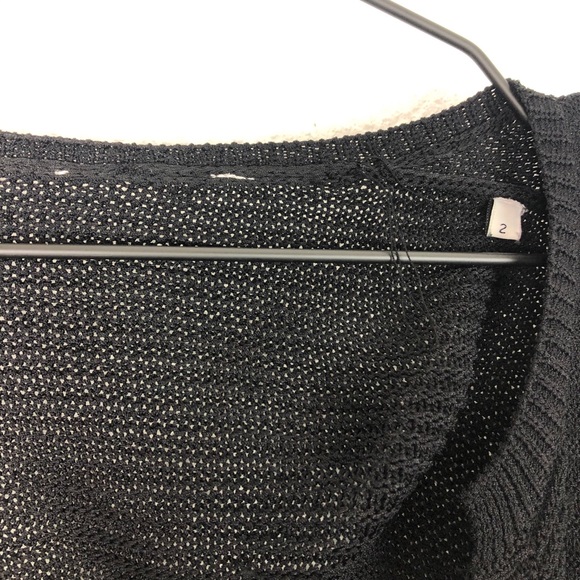 Sandro Paris Black Thin Knit Cardigan Fringe - Picture 7 of 9